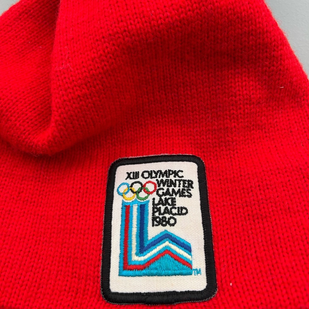 Red Winter Beanie With Olympic Patch - image 2